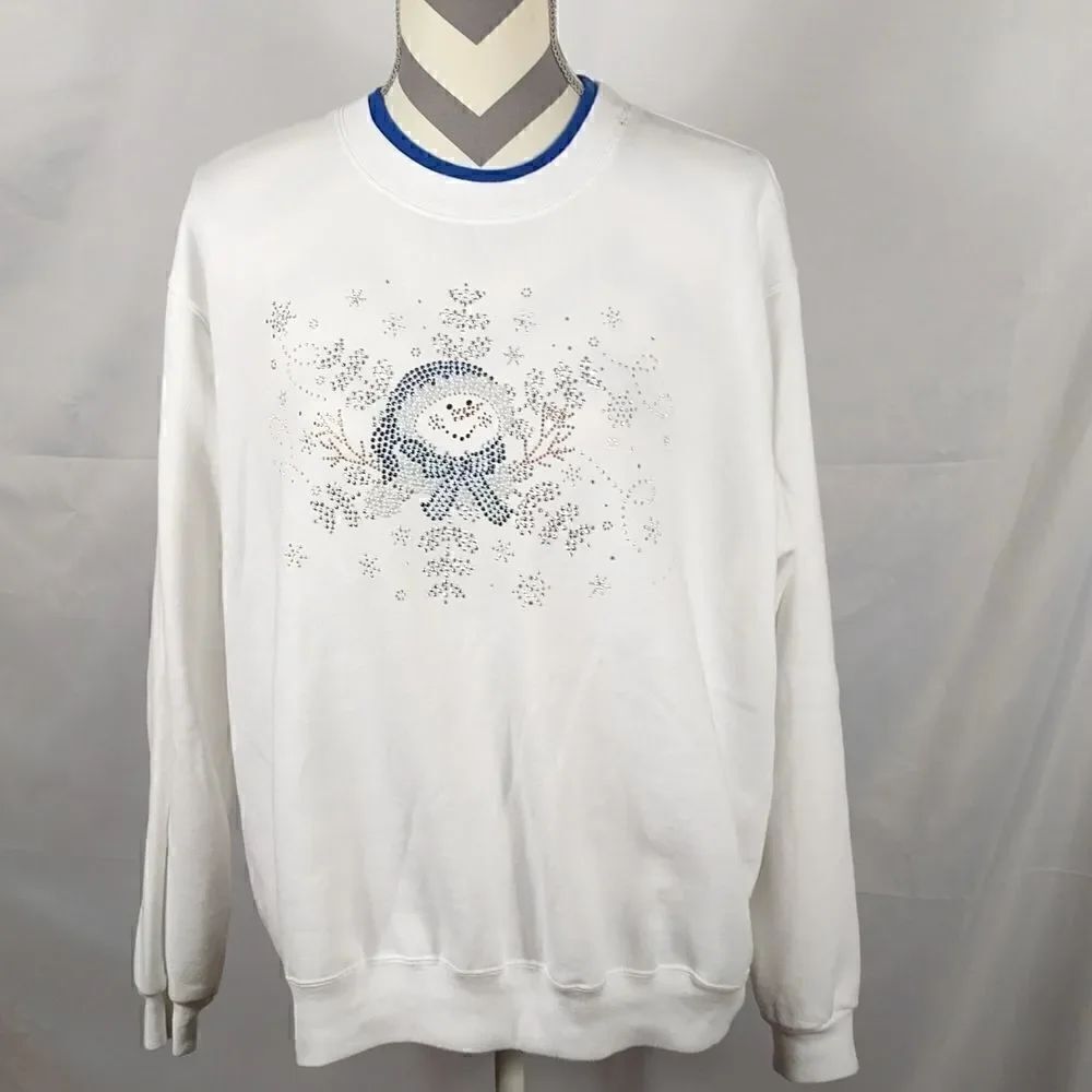 Decorated Originals White Studded Snowman Sweatshirt
